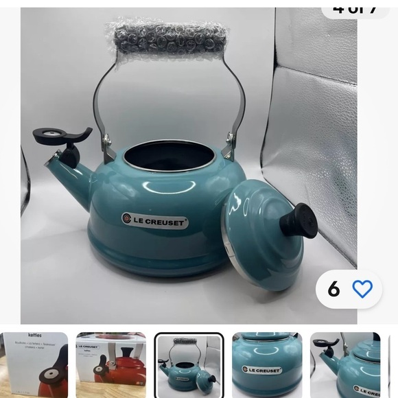 Le Creuset Whistling Kettle 1.7 Quarts- Caribbean (Teal) New In Box‎ - Picture 1 of 4